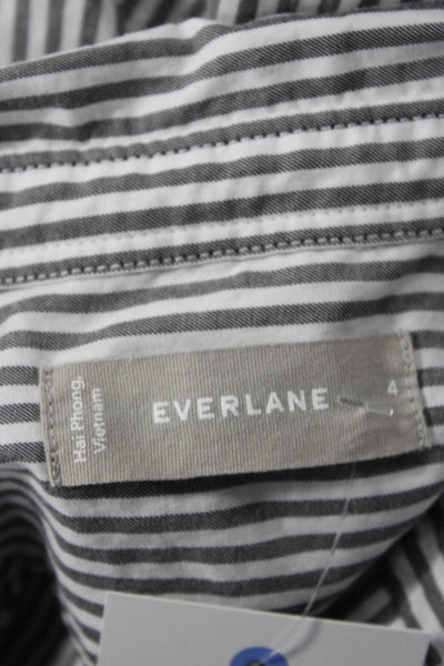 Everlane Women Striped Collared Button Up Top Cotton Long Sleeve Size 4
