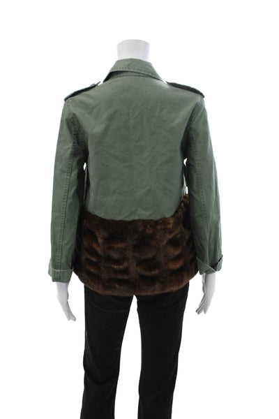 Harvey Faircloth Womens Military Jacket Green Cotton Button Size S