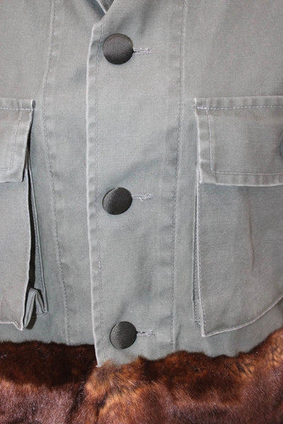 Harvey Faircloth Womens Military Jacket Green Cotton Button Size S
