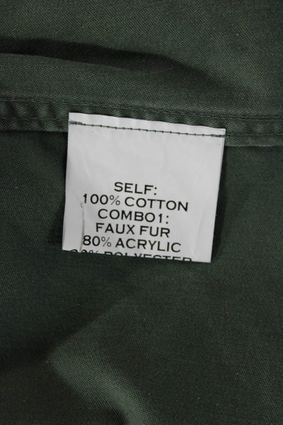 Harvey Faircloth Womens Military Jacket Green Cotton Button Size S