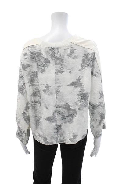 IRO Women Silk White Long Sleeve Crew Neck Blouse Size 38