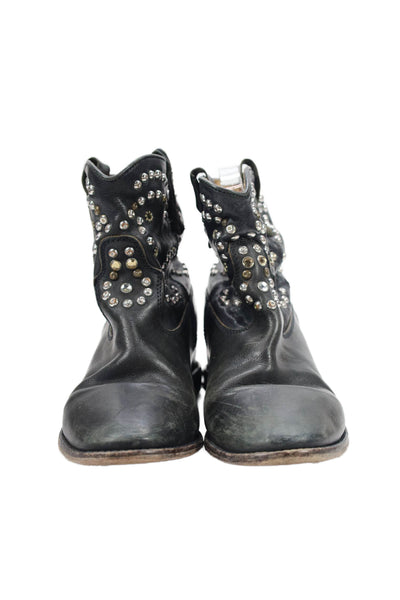 Isabel Marant Womens Leather Studded Ankle Boots Black Size 40 10