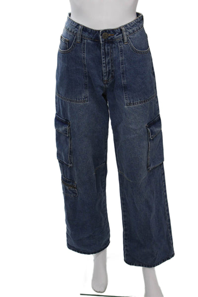 One Teaspoon Unisex Wide-Leg Dark Blue High Rise Jeans Size 24