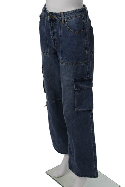 One Teaspoon Unisex Wide-Leg Dark Blue High Rise Jeans Size 24