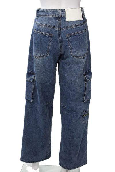 One Teaspoon Unisex Wide-Leg Dark Blue High Rise Jeans Size 24
