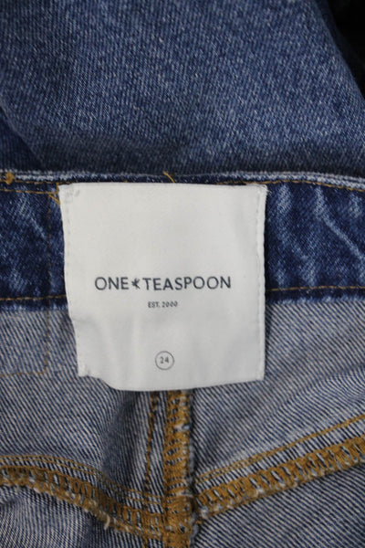 One Teaspoon Unisex Wide-Leg Dark Blue High Rise Jeans Size 24