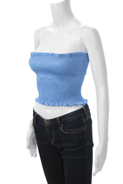 Pop Saint Barth Womens Blue Cropped Silk Tank Sleeveless Size XS