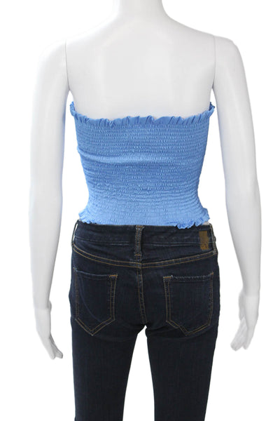 Pop Saint Barth Womens Blue Cropped Silk Tank Sleeveless Size XS