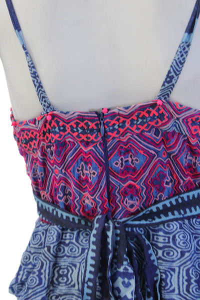 Hemant & Nandita Women Blue Maxi Sundress Sleeveless Bohemian Size M