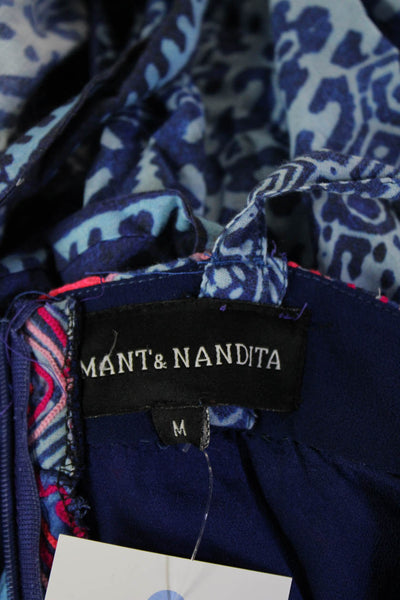 Hemant & Nandita Women Blue Maxi Sundress Sleeveless Bohemian Size M