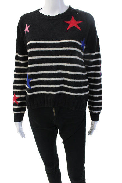 Rails Womens Pullover Striped Stars Crewneck Long Sleeve Sweater Black Size M