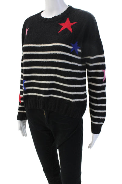 Rails Womens Pullover Striped Stars Crewneck Long Sleeve Sweater Black Size M
