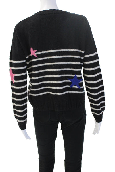 Rails Womens Pullover Striped Stars Crewneck Long Sleeve Sweater Black Size M