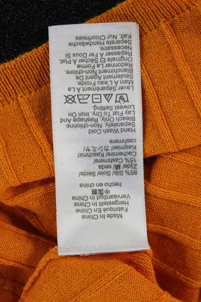J Crew Women Orange Striped Cashmere Silk T-Shirt Short Sleeve Size XS
