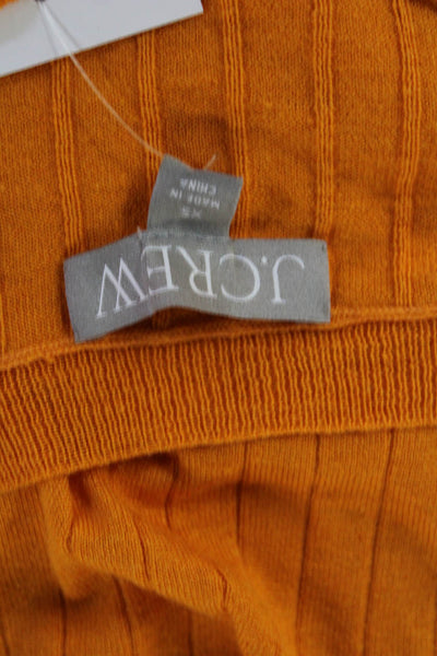J Crew Women Orange Striped Cashmere Silk T-Shirt Short Sleeve Size XS