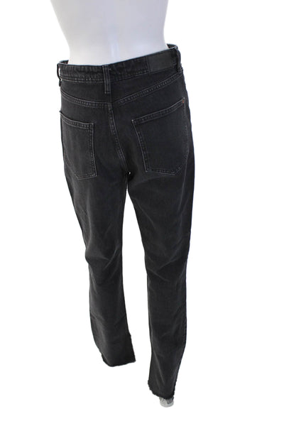 Zara Womens Straight High Rise Jeans Black Cotton Size 6
