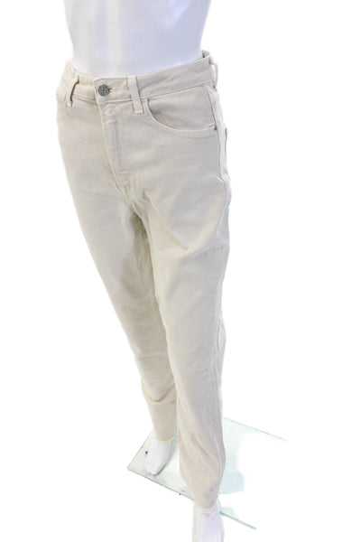 Zara Unisex Beige Denim Chino Pants High Rise Button Closure Size 4