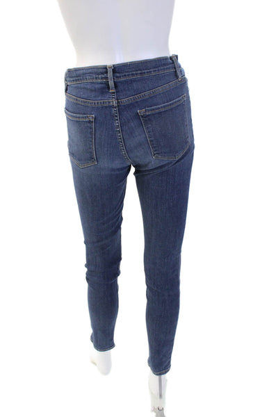 Frame Womens Skinny Ankle Jeans Dark Blue High Rise Button 30in Inseam Size 29