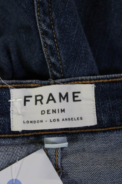 Frame Womens Skinny Ankle Jeans Dark Blue High Rise Button 30in Inseam Size 29