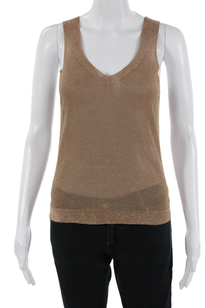 D. Exterior Womens Camisole V-Neck Beige Viscose Blend Sleeveless Size S
