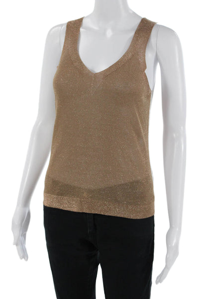 D. Exterior Womens Camisole V-Neck Beige Viscose Blend Sleeveless Size S
