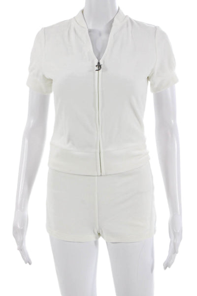 Juicy Couture Women Romper Set White 95% Polyester 5% Spandex Solid Size XS