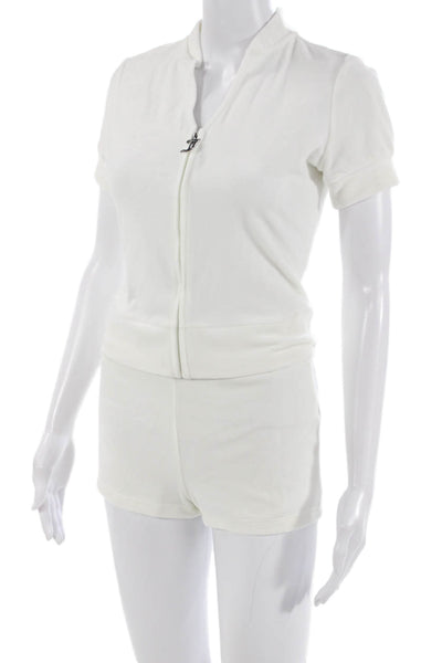Juicy Couture Women Romper Set White 95% Polyester 5% Spandex Solid Size XS