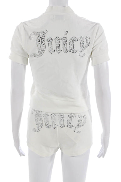 Juicy Couture Women Romper Set White 95% Polyester 5% Spandex Solid Size XS