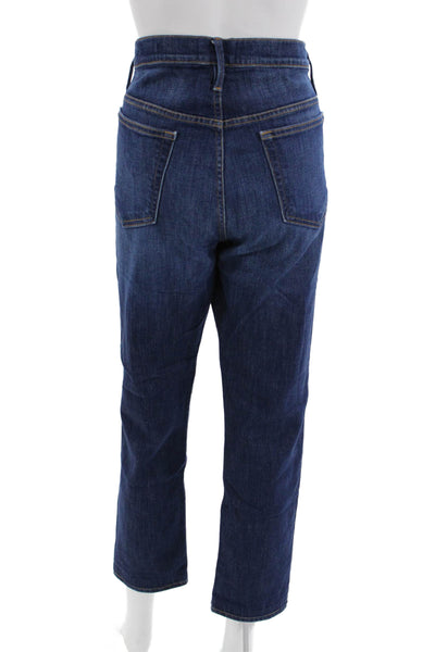 Frame Women Ankle Cropped Dark Blue Jeans Button Mid Rise Inseam 30 Size 32