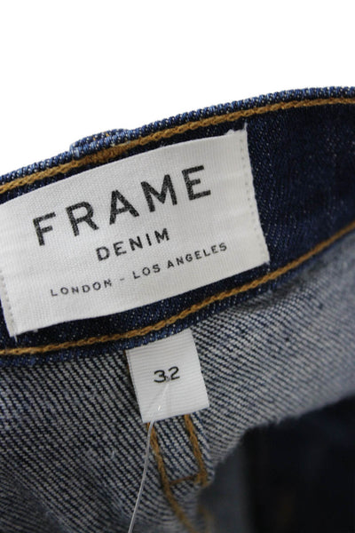 Frame Women Ankle Cropped Dark Blue Jeans Button Mid Rise Inseam 30 Size 32