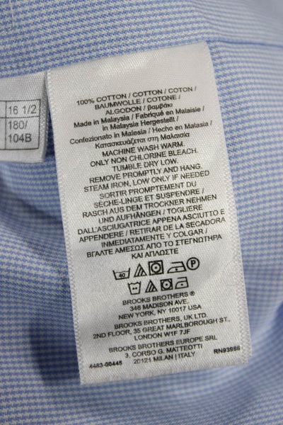Brooks Brothers Men Light Blue Striped Cotton Button-Down Dress Shirt Size L