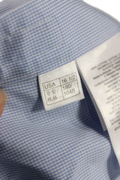 Brooks Brothers Men Light Blue Striped Cotton Button-Down Dress Shirt Size L