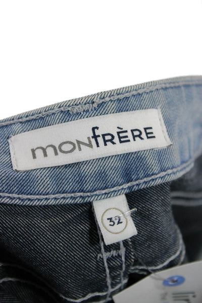 Monfrere Unisex Mom Straight Gray Jeans Button Fly Size 32