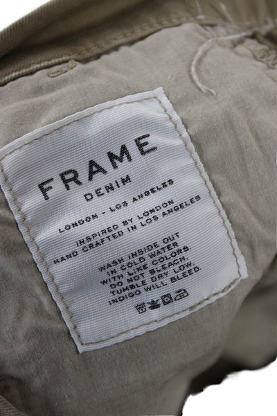Frame Mens Chino Shorts Beige Button Cotton Elastane Size 32