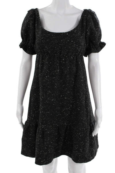 Josephine Sasso Women A-Line Sweater Dress Black Square Neck Size M