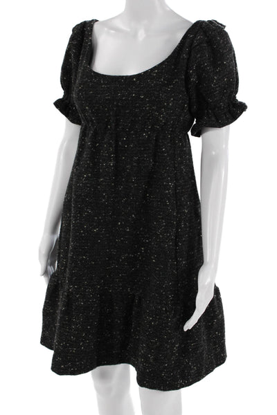 Josephine Sasso Women A-Line Sweater Dress Black Square Neck Size M