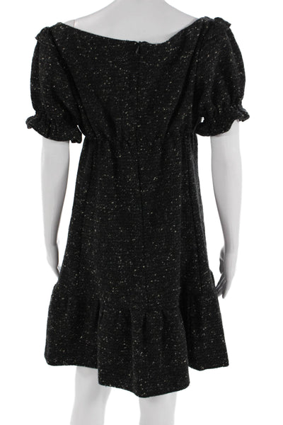 Josephine Sasso Women A-Line Sweater Dress Black Square Neck Size M