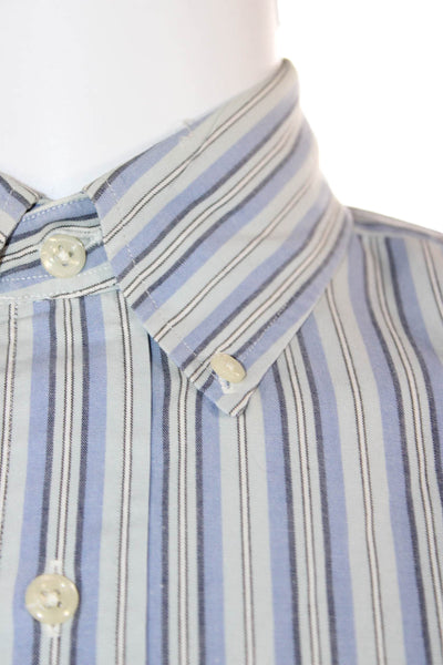 Polo Ralph Lauren Mens Striped Collared Button-Down Shirt Blue Size M