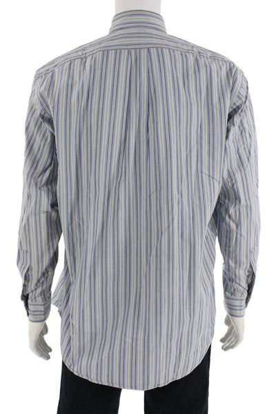Polo Ralph Lauren Mens Striped Collared Button-Down Shirt Blue Size M