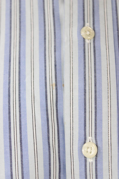 Polo Ralph Lauren Mens Striped Collared Button-Down Shirt Blue Size M