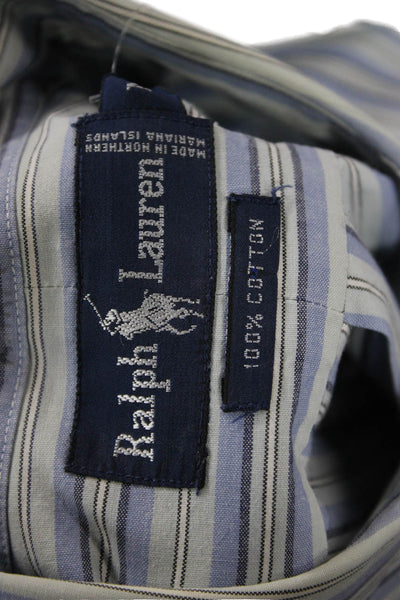 Polo Ralph Lauren Mens Striped Collared Button-Down Shirt Blue Size M