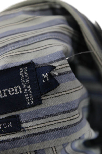 Polo Ralph Lauren Mens Striped Collared Button-Down Shirt Blue Size M