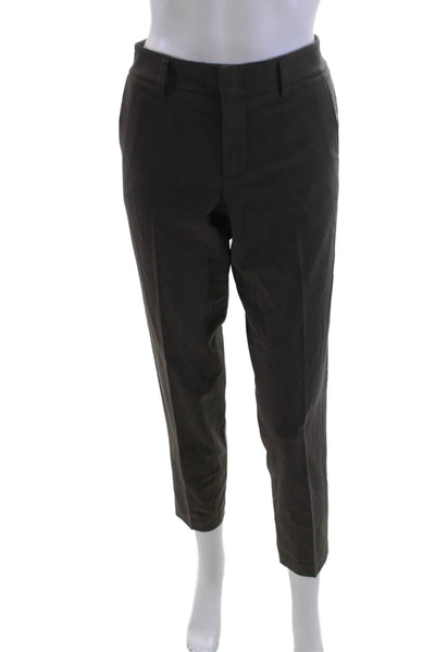 Vince Unisex Ankle Cropped Dress Pants Dark Gray Wool Spandex Button Size 4