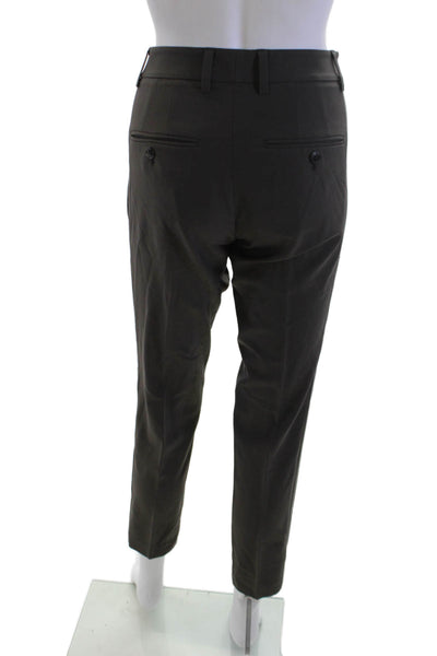 Vince Unisex Ankle Cropped Dress Pants Dark Gray Wool Spandex Button Size 4