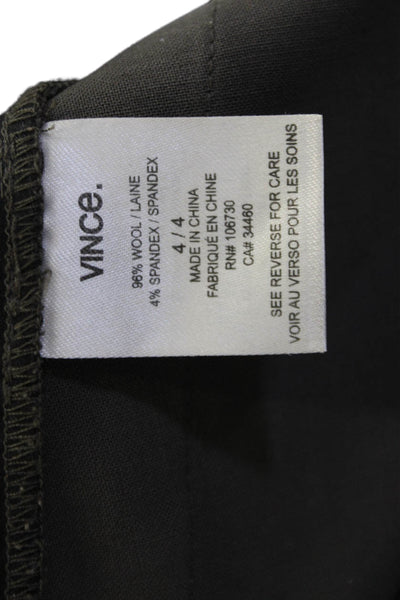 Vince Unisex Ankle Cropped Dress Pants Dark Gray Wool Spandex Button Size 4