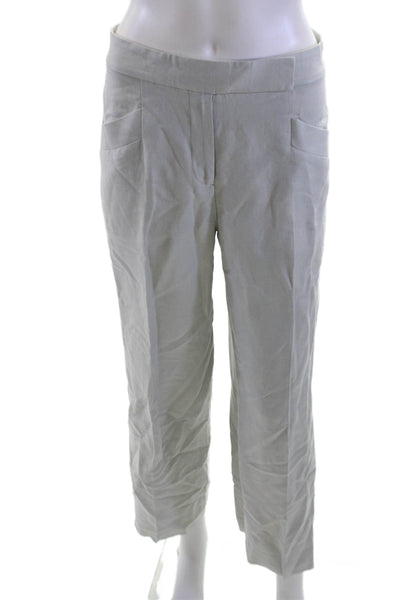 Club Monaco Womens Cropped Dress Pants Gray Linen Viscose Button Size 2