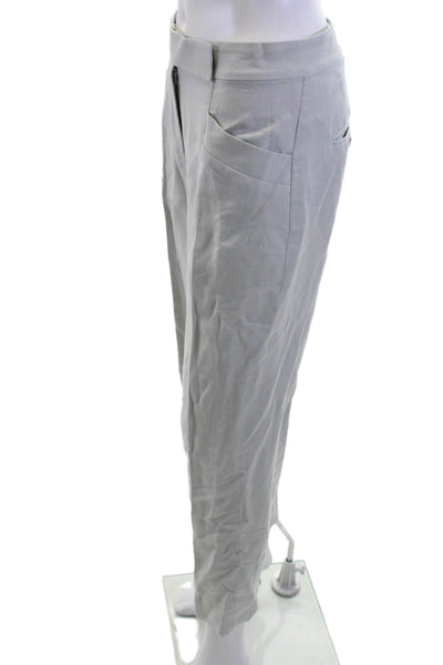 Club Monaco Womens Cropped Dress Pants Gray Linen Viscose Button Size 2