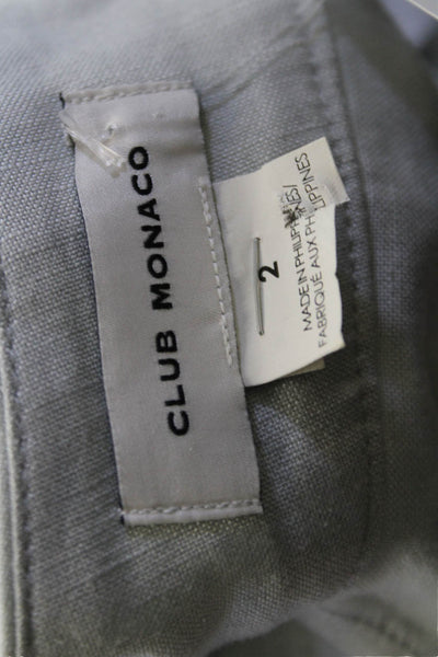 Club Monaco Womens Cropped Dress Pants Gray Linen Viscose Button Size 2