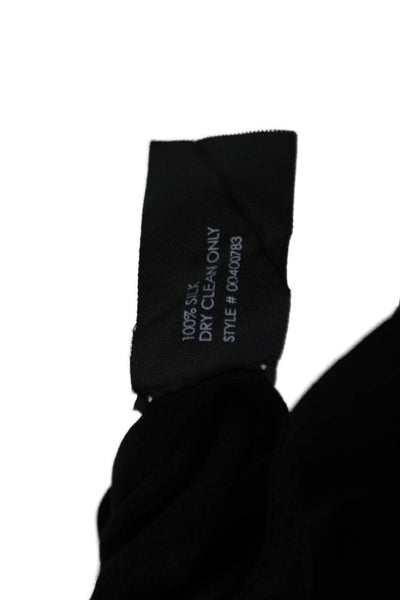 Club Monaco Women Black Silk V-Neck Tie Short Sleeve Blouse Size XS