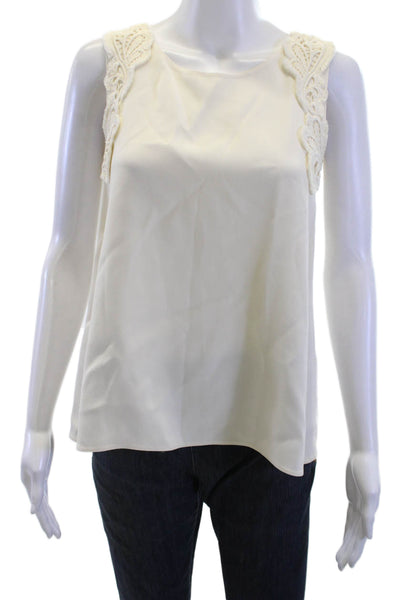 Vanessa Bruno Women Basic Sleeveless Silk Round Neck Button Solid Blouse Size M